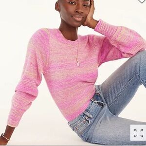 J. Crew Italian Space-Dyed Puff-Sleeve Sweater XS Pink Femme Barbiecore Coquette